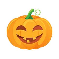 Smiling cartoon pumpkin with a happy face for halloween decoration