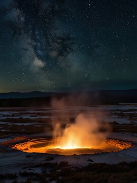 Geyser vulcano smoke illustration background