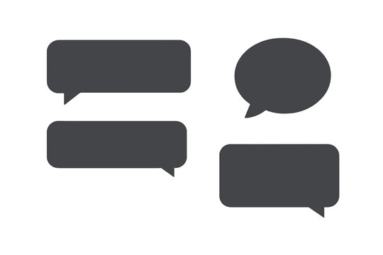 Vector chat bubbles for messenger UI. Dark mode message balloons design template. Empty speech bubble for social media dialogue. Night mode text icon set on transparent background.