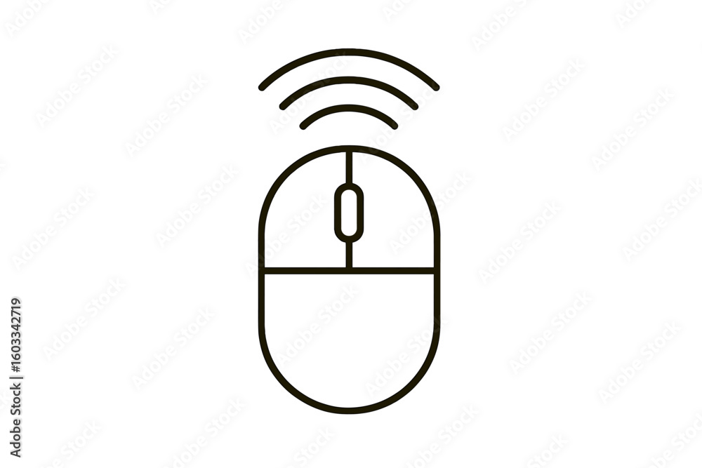 Fototapete computer mouse with wireless signal. line art icon for technology concept. vector illustration of a 