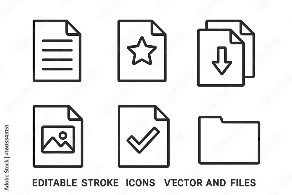 Fototapete file and document management icon set. thin line vector icons for web and app design. includes downl