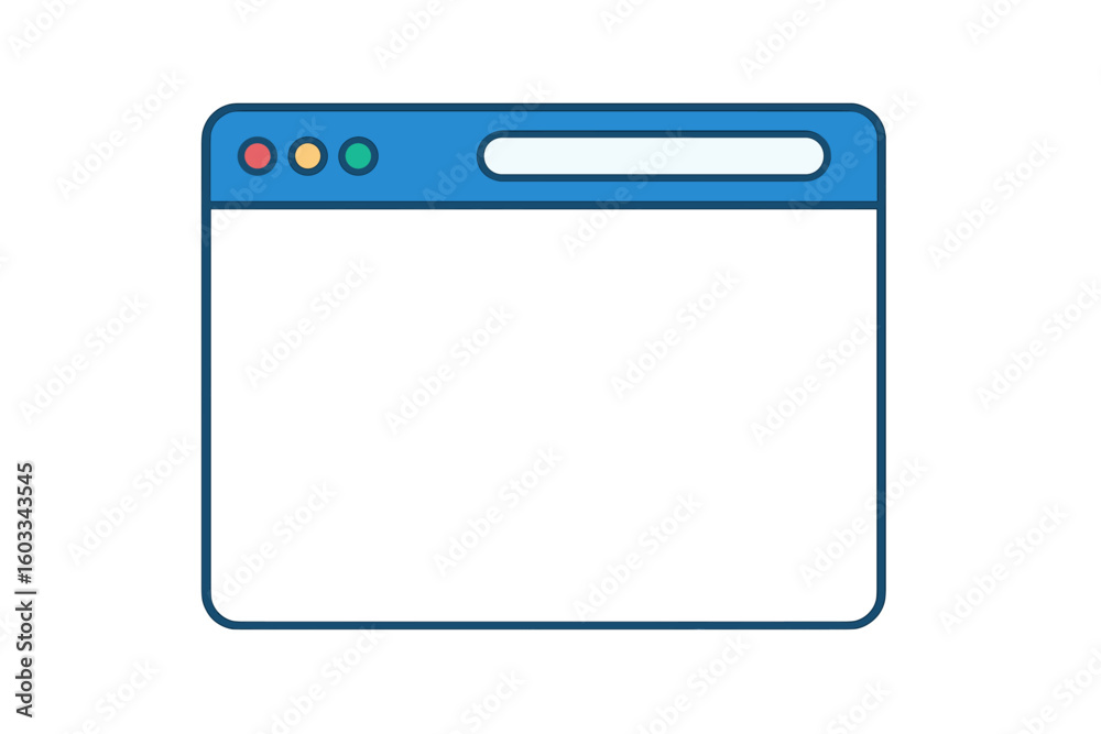 Poster Simple browser window flat vector. Web window on a white background. Browser windows vector illustration. Web browser in a flat style. Window concept for website interface mockup.