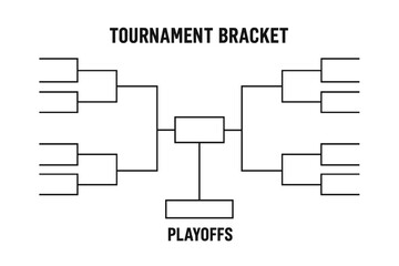 Tournament bracket vector template for 16 teams or players. Sports competition playoffs chart for single elimination championship. Blank diagram for any game or sport.