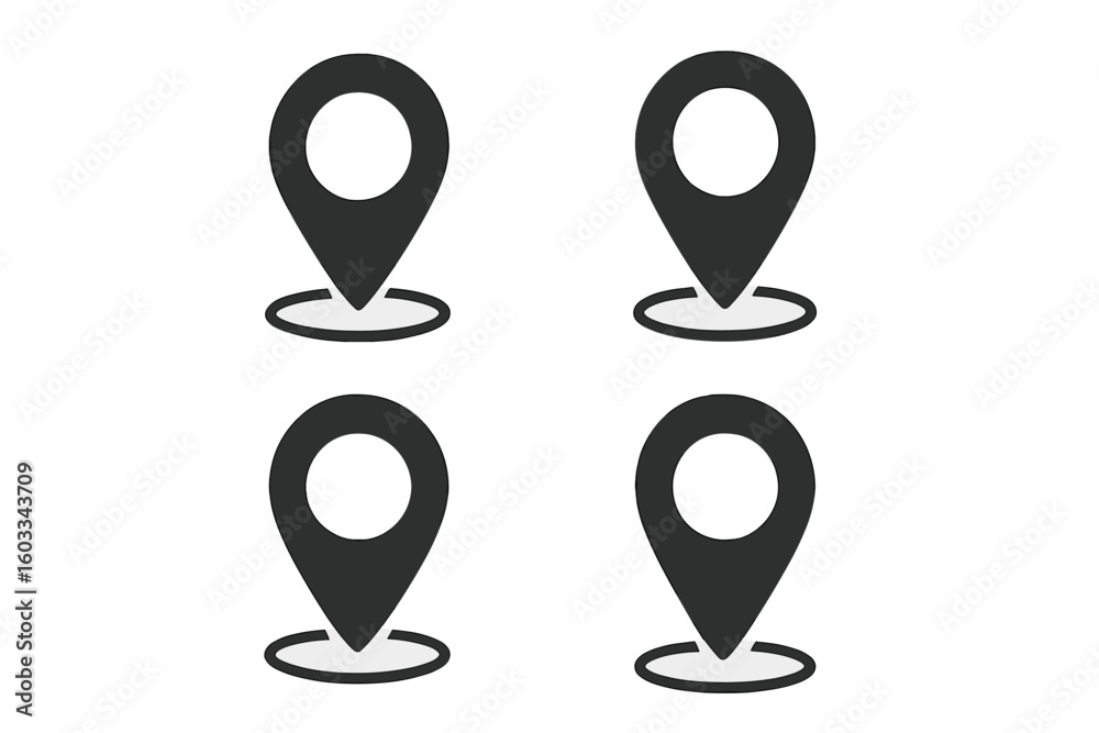 Poster location pin icon set. map marker symbol collection for gps navigation and travel apps. destination 