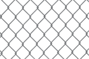 Fototapeta premium Chain link fence seamless pattern. Realistic metal wire mesh texture background. Vector illustration of a security grid. Concept of prison, barrier, border, and protection.