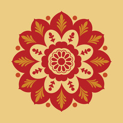 Ornate Floral Mandala with Symmetrical Petals and Decorative Details