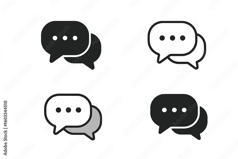 Poster chat message bubble vector icon set. communication symbol collection for web and mobile apps. speech