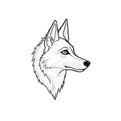 Naklejka premium Line art of a wolf's head, symbolizing strength and wilderness, in a detailed design