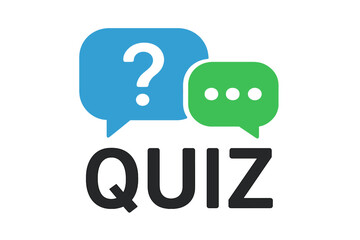 Quiz time logo with speech bubble icons. Question and answer symbol for a trivia game or knowledge test. Social communication concept for interviews, discussions, or voting.