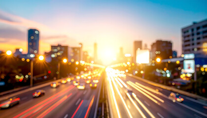 Obraz premium Highway Strasse bei Sonnenuntergang unscharf 