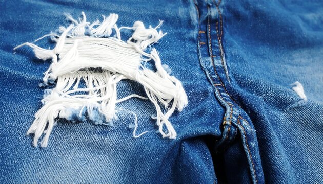 Close-up of distressed denim
