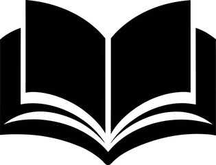 Outlined Open Book Silhouette Vector Icon with Blank Pages – Minimalist Black and White Design