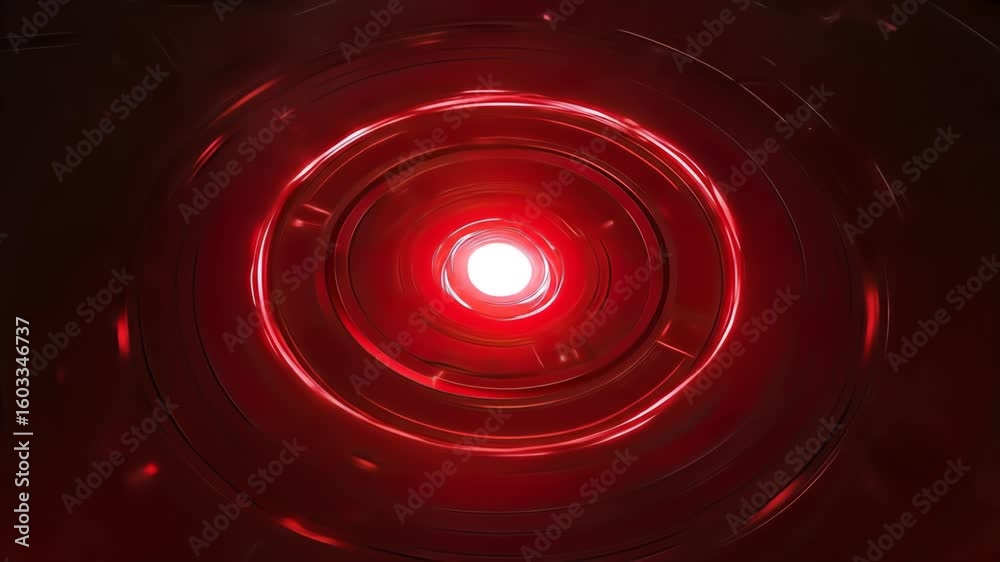 Poster abstract tunnel with concentric circles and glowing red light emanating from the center creating a f