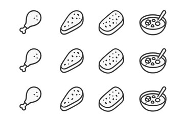 Prompt set symbol stroke icons collection vector food minimal comfort line icon