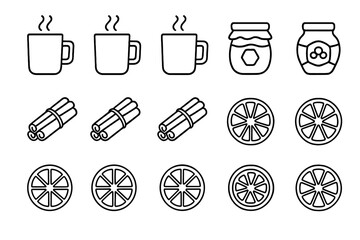 Outline coziness set icon vector prompt collection icons minimal line grid contour