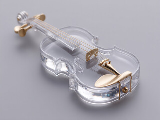 a musical instrument (e.g., a violin) constructed from delicate glass