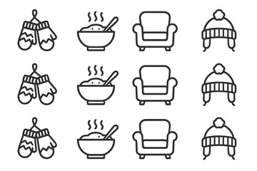 Line vector collection symbol prompt stroke icon contour cozy minimal hygge icons