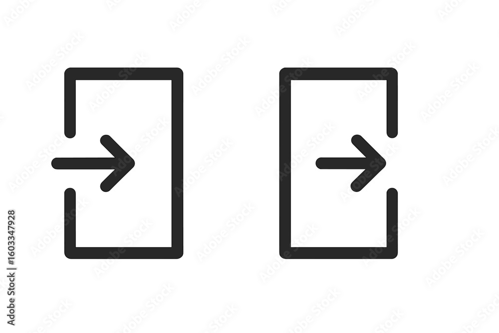 Fototapete enter and exit icon set. login and logout symbol collection with arrow and door. simple line art for