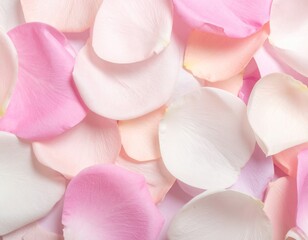 Pile of Pink and White Rose Petals Soft Lighting and Detailed Texture