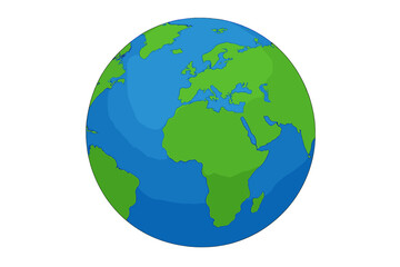 Planet Earth globe icon. Vector illustration of the world map. Global symbol for travel, ecology, and environment concepts. Flat design isolated on transparent background.