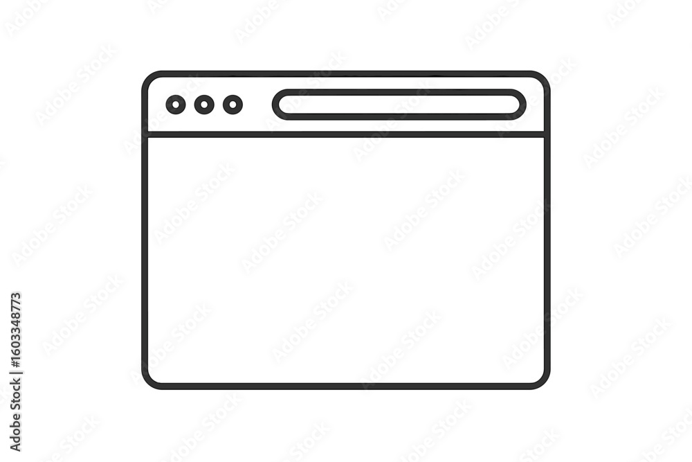 Aufkleber minimalist web browser window outline vector. simple modern internet browser frame, user interface t