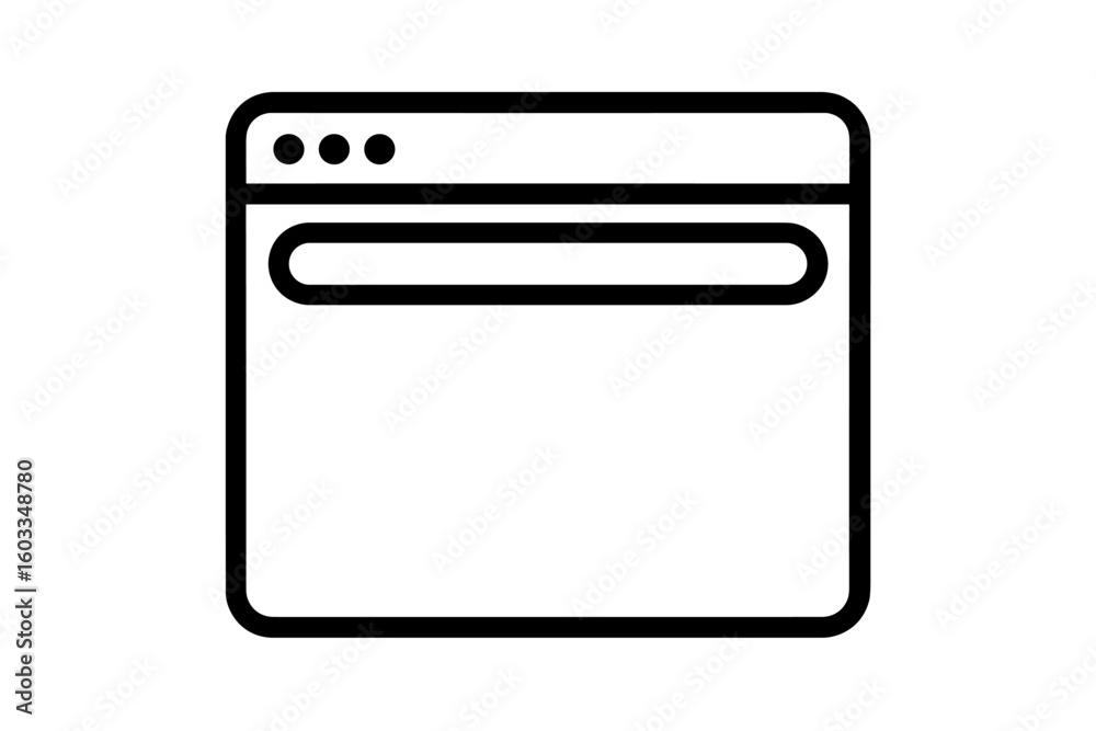 Poster Minimalist Web Browser Window Icon. Simple Vector Outline Graphic. User Interface Template. Internet Search Bar Design. Black Line Art Isolated. Modern UI Element for Website Mockups