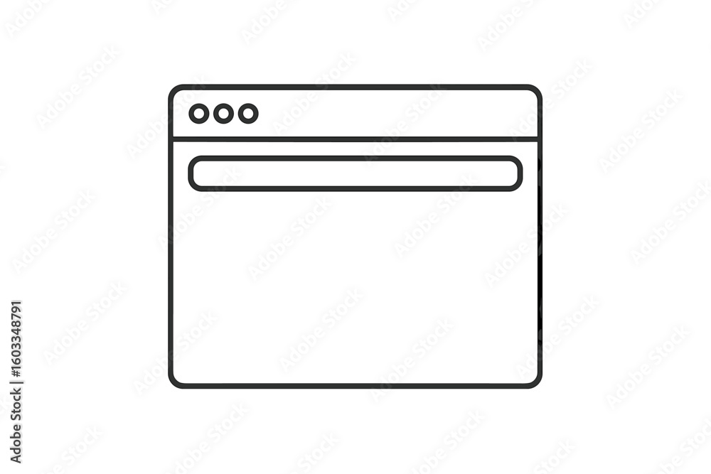 Poster minimalist web browser window vector icon. simple outline internet browser ui mockup. blank modern u