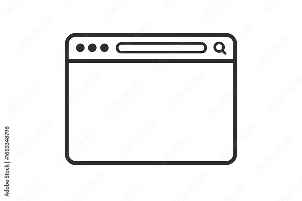 Poster Web Browser Interface Window Minimalist Vector Illustration. Search Bar Icon, Internet Browser Frame Blank Window GUI Template, User Interface Mockup Outline. Simple Website Browser Layout Isolated.