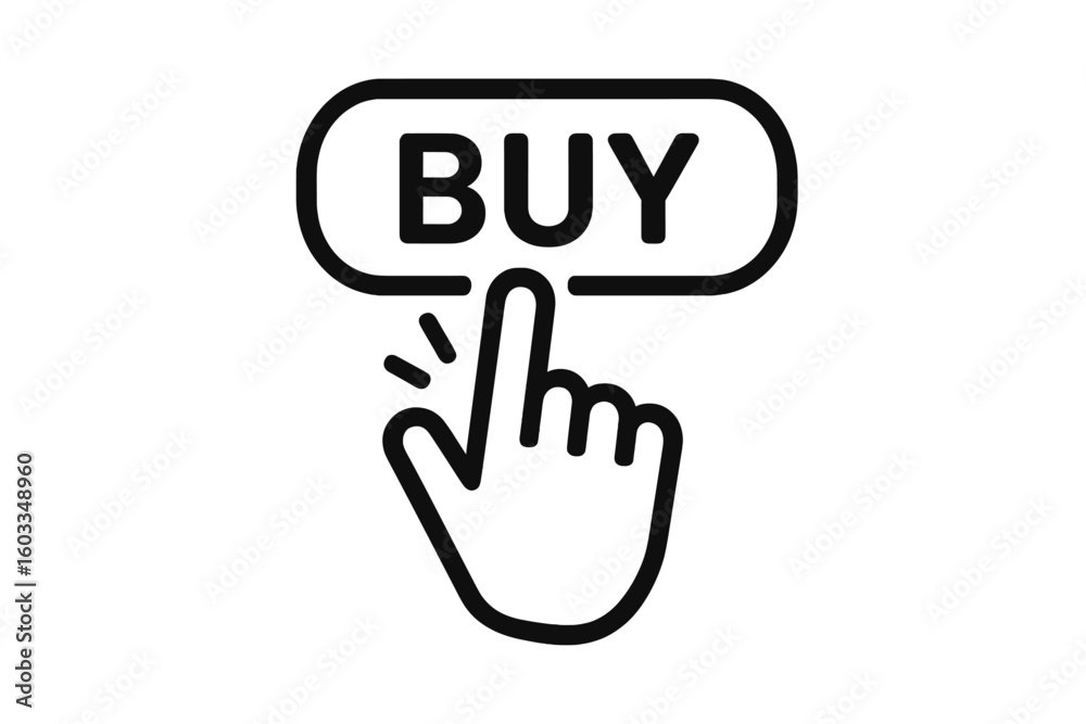 Poster touching cursor icon for website interaction, buy, register, and link navigation, vector illustratio
