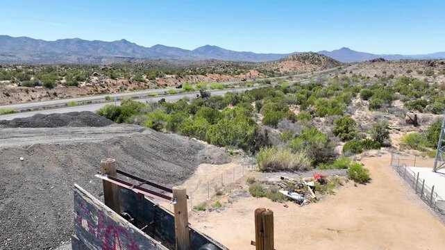 Aerial Nothing Arizona Ghost Town Desert Highway Fly Over Forward