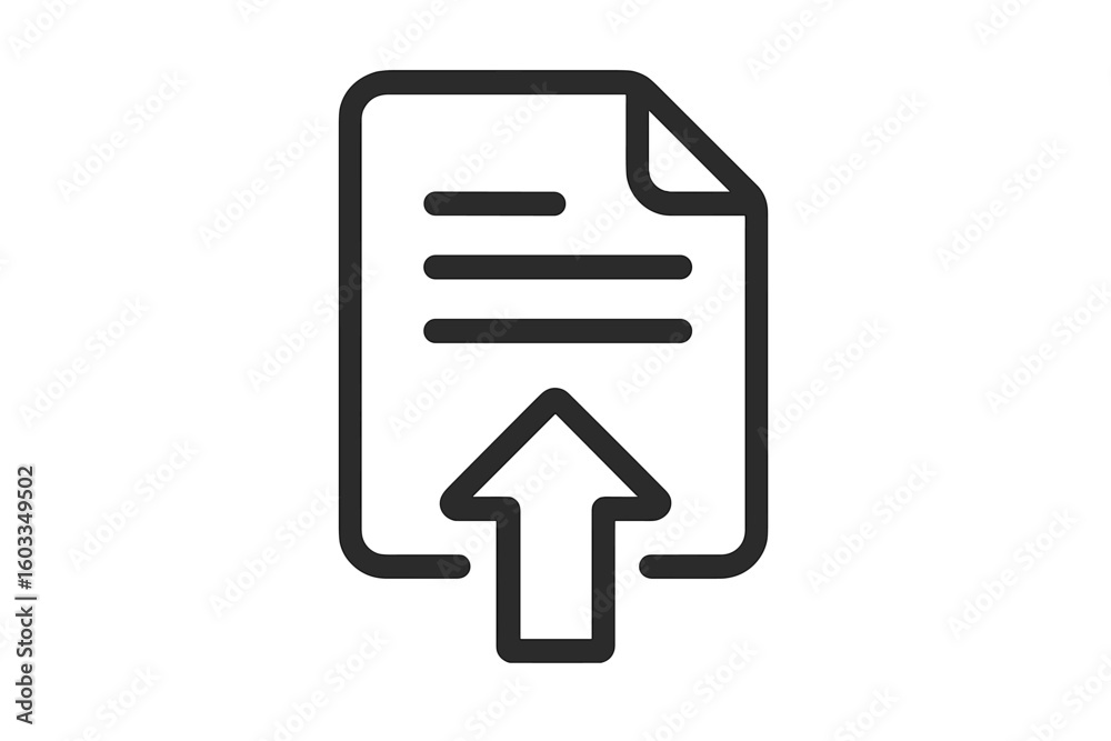 Aufkleber file upload line icon. simple document with arrow up symbol for data transfer, submit, send, and exp