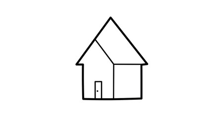 Simple house outline illustration, a minimalist design featuring a basic home shape with a door, perfect for architectural concepts and creative projects.