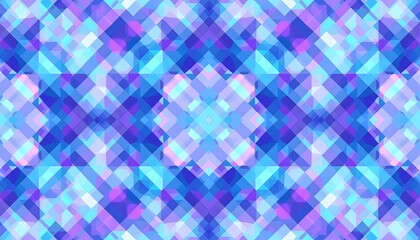 Abstract geometric pattern of overlapping, translucent squares in shades of blue, purple, and pink