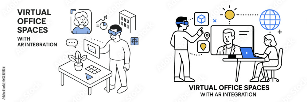 Aufkleber exploring virtual office spaces with augmented reality integration for enhanced remote work experien