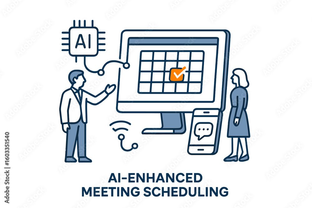 Poster enhancing meeting efficiency through ai scheduling tools for better time management and productivity