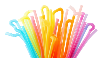 A colourful drinking straws isolated on white background 