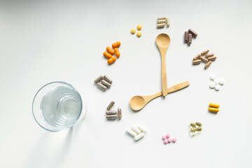 taking pills vitamins or supplements conceptual image