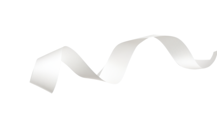 Blank white paper ribbon flying isolated on white background 