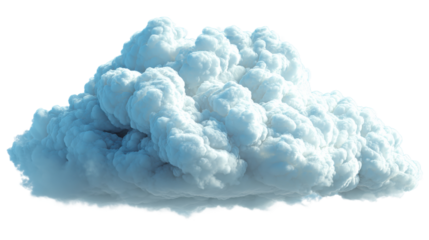 Fluffy cloud formation sky nature photo blue background aerial view. Isolated on transparent background, png.
