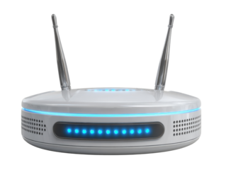 Connecting devices wireless router setup home office technology. Isolated on transparent background, png.