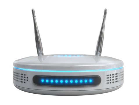 Connecting devices wireless router setup home office technology. Isolated on transparent background, png.