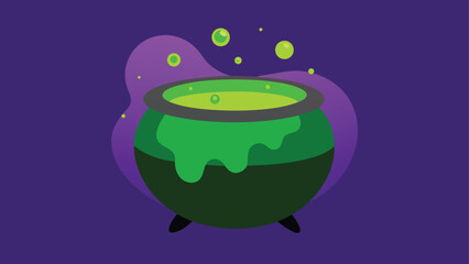 witch s cauldron with green potion  vector vector background