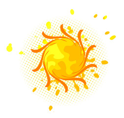 hand drawn watercolor sun icon. Not AI, Vector illustration.