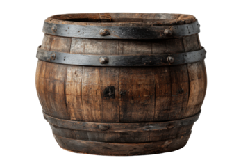 Wooden barrel crafting event workshop home indoor close-up. Isolated on transparent background, png.
