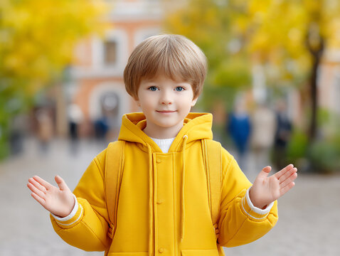 a heartwarming photograph of a child using sign language to ask for directions from a friendly adult