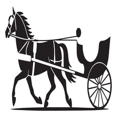 Elegant vector illustration of a horse pulling a vintage carriage