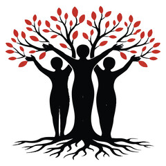 Silhouetted figures as a tree symbolizing unity and strength