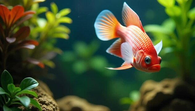 Swordtail fish swimming elegantly