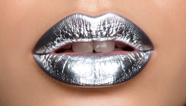 Close-up of silver metallic lips (1)