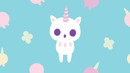 cute skeleton unicorns pattern  pastel halloween background